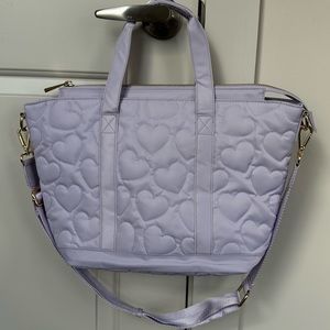 Stoney Clover Lane Puffy Mini Tote Bag - XOXO Purple Heart Print